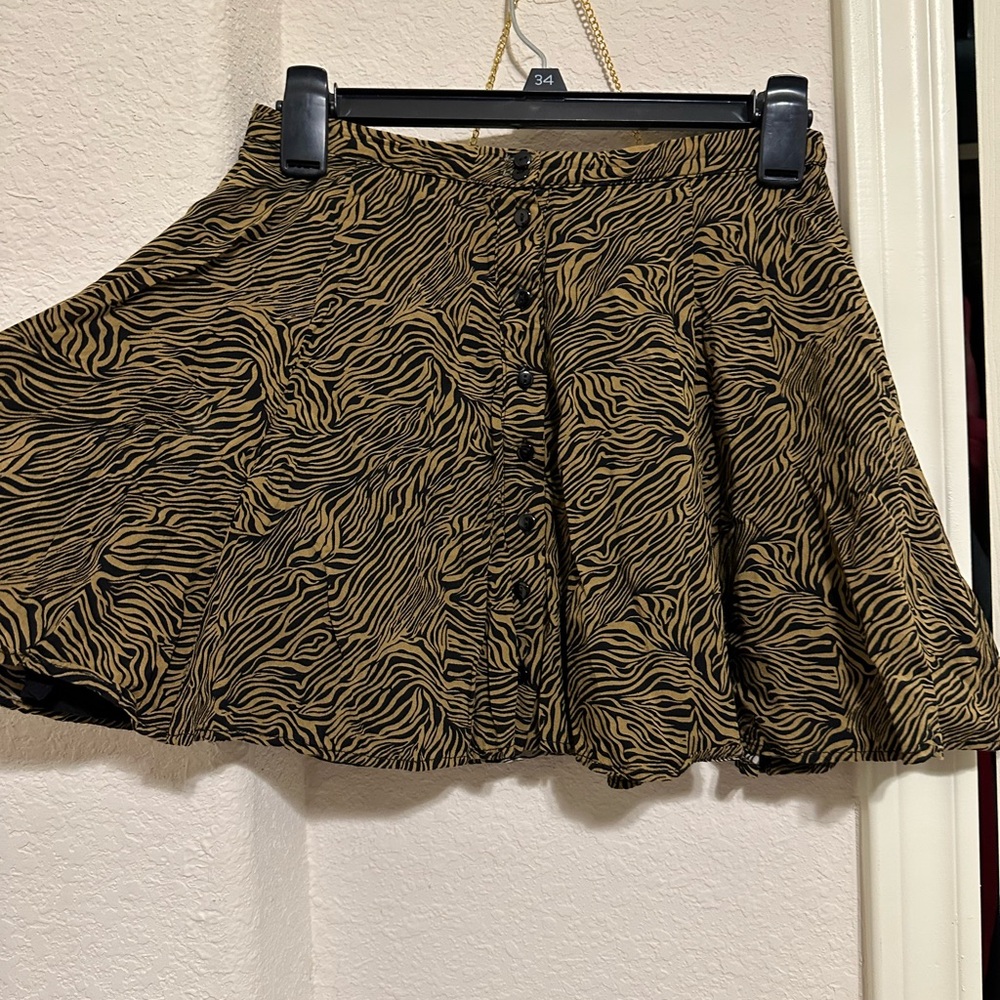 Urban Outfitters Black and Tan Zebra Mini Skirt